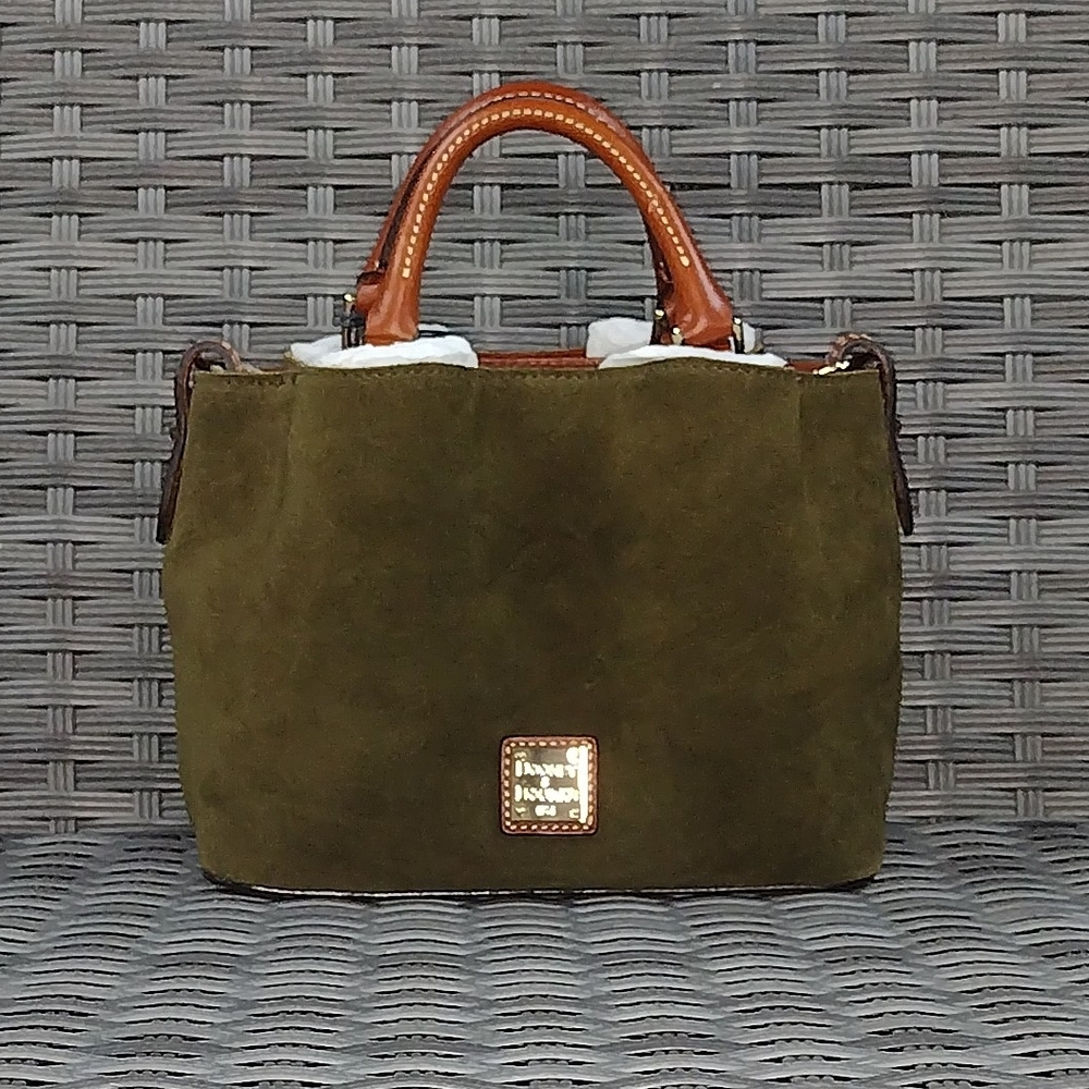 Dooney & Bourke Green and Tan Structured Satchel